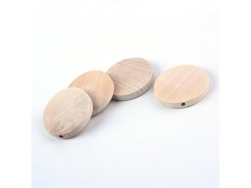 Dřevěné korálky disk pr.30mm (10ks)