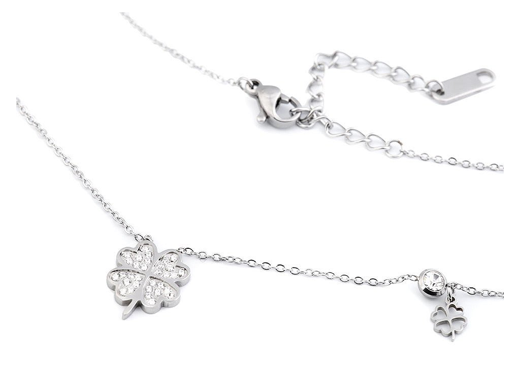 Náhrdelník čtyřlístek z nerezové oceli (Balení 1 ks, Varianta platina)
