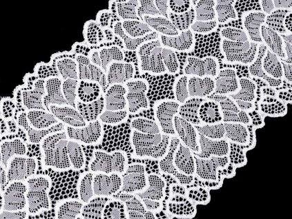 Elastická krajka / vsadka / běhoun šíře 15,5 cm (Balení 1 m, Varianta 1 bílá sněhová)