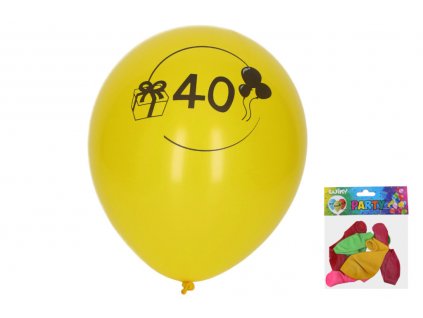 Balónek nafukovací 30 cm - číslo "40", 5ks (W025463)
