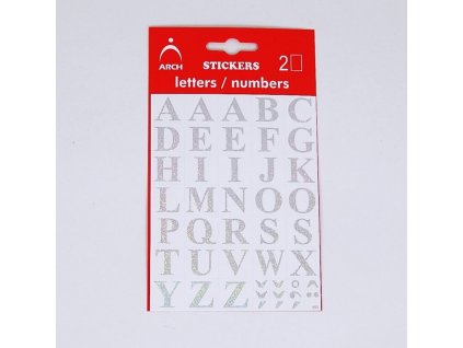 Samolepky Písmena A-Z stříbrná, výška 14 - 2 archy v blistru