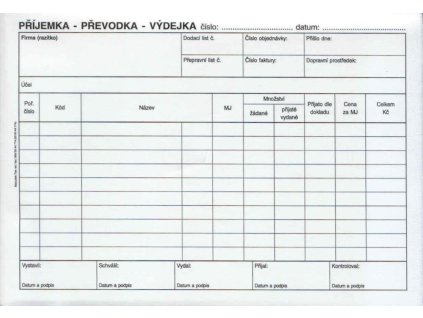 Převodka příjemka-výdejka A5, propis., /PT235/