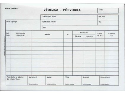 Převodka výdejka A5, propis. /PT230/