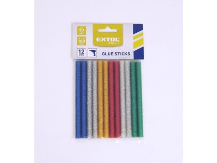 Tyčinky tavné, mix barev se třpytkami 7,2x100mm/12ks