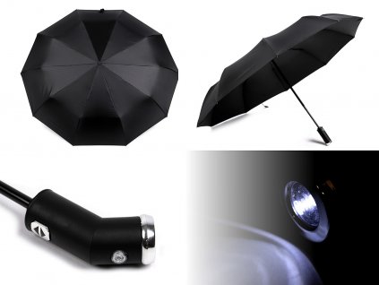 Skládací deštník s led světlem v rukojeti