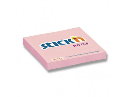Samolepicí bloček Hopax Stick’n Pastel Notes 76 × 76 mm, 100 listů, výběr barev růžová