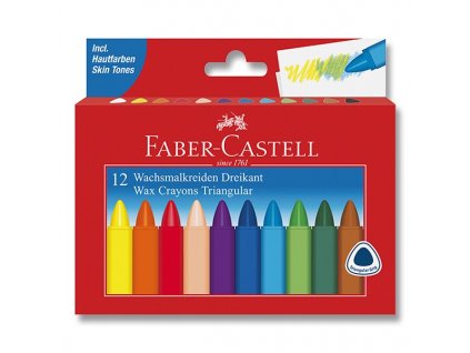Voskovky Faber-Castell Wax Triangular Crayons 12 barev, trojhranné