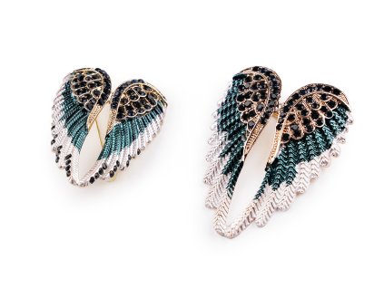 Brož s broušenými kamínky křídla (Balení 1 ks, Varianta 2 petrolejová)