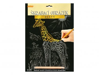 Škrabací obrázek zlatý - Žirafa