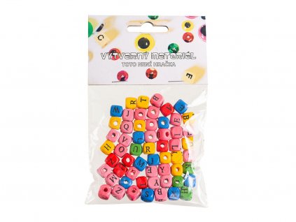 20721 1 drevene koralky barevne abeceda 60 ks prumer cca 10 mm