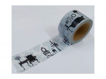 21132 1 dekoracni lepici paska washi pasky 1ks zidle v modrem