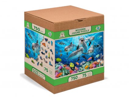 Dřevěné puzzle Šťastní delfíni XL,750 dílků