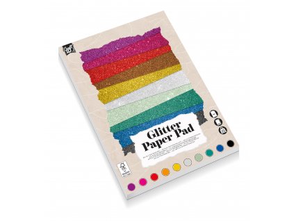 Třpytivé papíry A4, 10 ks, 180 g/m2 - mix barev v trhacím bloku
