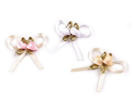 Mašlička s růžičkou / vonička (Balení 10 ks, Varianta 1 bílá bílá)