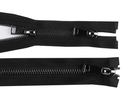 Zip kovový No 5 dělitelný 2 jezdce / dvoucestný 50 cm (Balení 1 ks, Varianta 1 černá stříbrná)