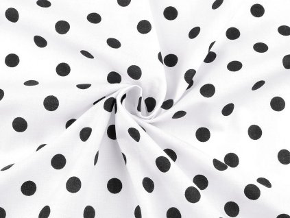 Bavlněná látka / plátno puntíky (Balení 1 m, Varianta 1 bílá černá)