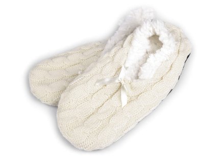 Dámské zimní balerínky s protiskluzem (Balení 1 pár, Varianta 1 (vel. 35-38) krémová světlá)