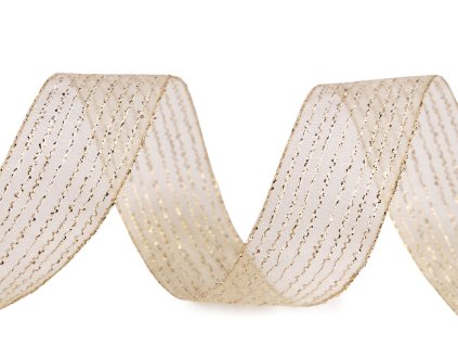 Stuha s lurexem šíře 25 mm (Balení 10 m, Varianta 302 stříbrná)