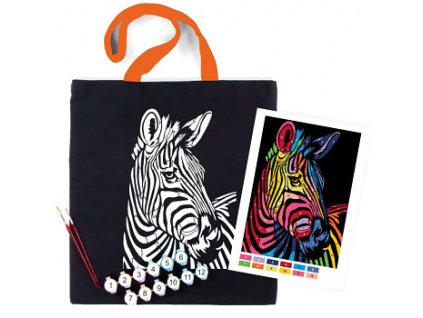 Bavlněná taška s motivem pro pomalování 38x42cm – Zebra (Barva Zebra)