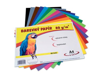 Barevný papír A4 80g, 60 listů – mix 12 barev (Barva mix 12 barev)
