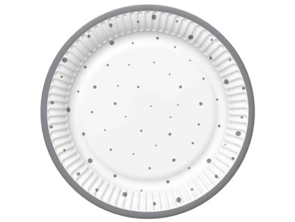 Papírový talíř velký – Stříbrný puntík