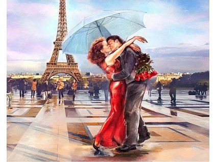 26262 diamantovy obrazek 30x40cm objeti u eiffelovky