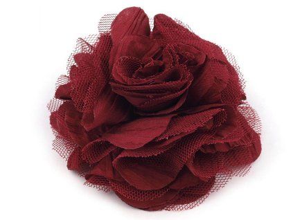 Brož / ozdoba růže O9 cm - bordo