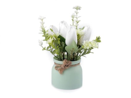 Umělé tulipány v květináči (Balení 1 ks, Varianta 1 bílá)