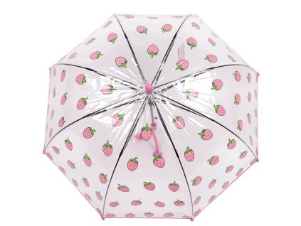 Dětský průhledný vystřelovací deštník jahoda (Balení 1 ks, Varianta 1 růžová)