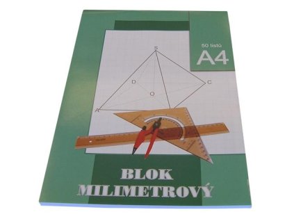 Milimetrový papír blok - A4, 80g (50 listů)