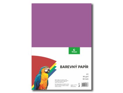 Barevný papír - A3, 80g (100 listů) - vyberte barvu (Barva mix 12 barev, 60 listů)