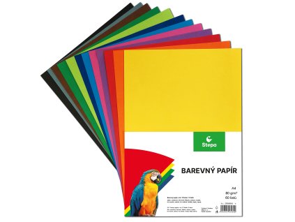 Barevný papír - A4, 80g (100 listů) - vyberte barvu (Barva mix 12 barev, 60 listů)