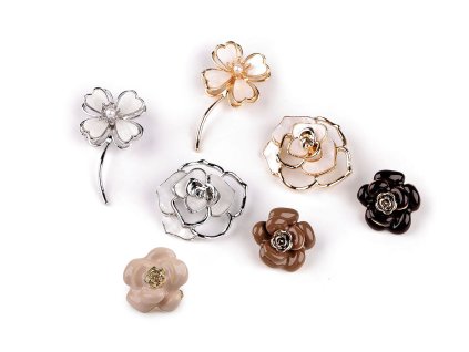 Brož květ (Balení 1 ks, Varianta 1 stříbrná)