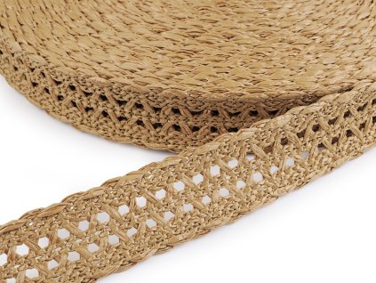Splétaný popruh šíře 50 mm imitace slámy (Balení 1 m, Varianta 1 přírodní)