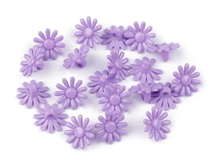 Plastové knoflíky / korálky květ Ø15 mm - fialová sv.