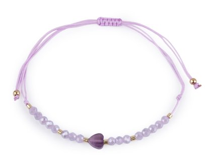 Náramek shamballa srdce a broušené korálky s AB efektem (Balení 1 ks, Varianta 1 červená)