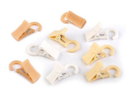 Žabky na záclony plastové s háčkem (Balení 10 ks, Varianta 1 bílá mléčná)