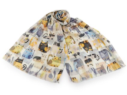 Letní šátek / šála kočky a psi 70x180 cm (Balení 1 ks, Varianta 1 bílá pejsek)