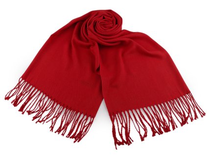 Šátek / šála jednobarevná s třásněmi 65x175 cm (Balení 1 ks, Varianta 1 červená)