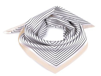 Saténový šátek s jemným proužkem 70x70 cm (Balení 1 ks, Varianta 1 bílá)