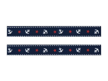 Rypsová stuha š.10mm - Kotva (6m) - modrá tm.