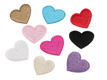 Nažehlovačka srdce celoplošně vyšívaná (Balení 10 ks, Varianta 1 bílá)