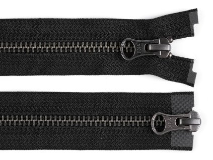 Zip kovový YKK No 5 dělitelný 2 jezdce / dvoucestný 50 cm na kožené bundy (Balení 1 ks, Varianta černá černý nikl)