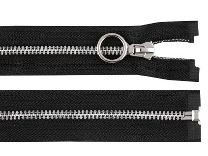 Kovový zip No 5 délka 60 cm s ozdobným jezdcem (Balení 1 ks, Varianta černá stříbrná)