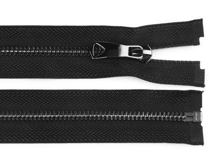 Kovový zip No 5 délka 75 cm s ozdobným jezdcem (Balení 1 ks, Varianta 1 černá stříbrná)