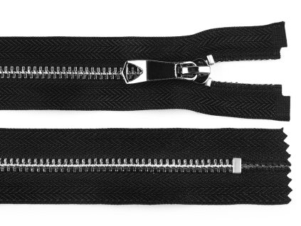 Kovový zip No 5 délka 20 cm s ozdobným jezdcem (Balení 1 ks, Varianta 1 černá stříbrná)