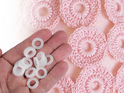 Silikonové kroužky pro háčkování tašek, kabelek Ø15 mm (Balení 200 ks, Varianta transparent)