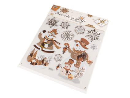 Vánoční samolepky plastické 3D na okna a dveře (Balení 1 karta, Varianta 11 zlatá tmavá Santa)