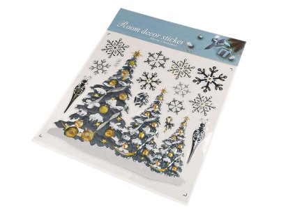 Vánoční samolepky plastické 3D na okna a dveře (Balení 1 karta, Varianta 11 zlatá tmavá Santa)