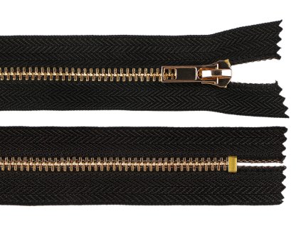 Kovový zip No 5 délka 16 cm (jeansový) (Balení 1 ks, Varianta černá zlatá)